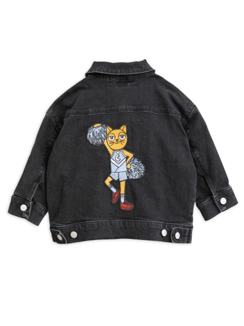 Mini Rodini  Cheer Cat Denim jacket black vintage wash Mini Rodini  Cheer Cat Denim jacket black vintage wash